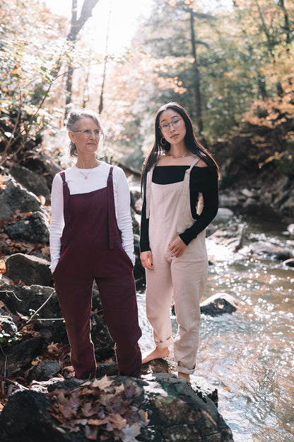 Linen Overall purple cream